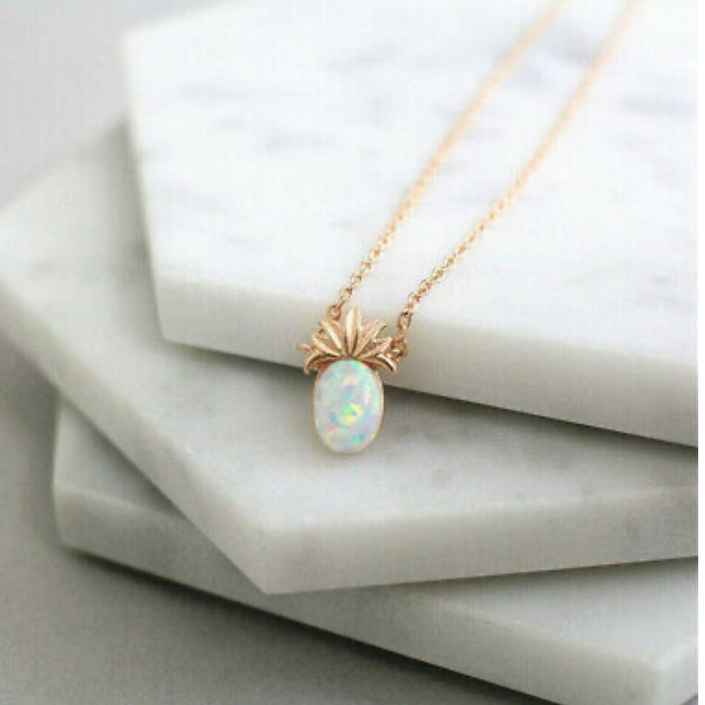 3/$30 NEW! Opal Pineapple Dainty Necklace Boho Cute